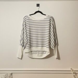 Ces Femme White and Blue Striped Sweater